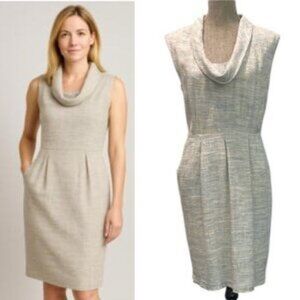 Debbie Shuchat Grey Sleeveless Dress Linen Tweed Textured Size 8